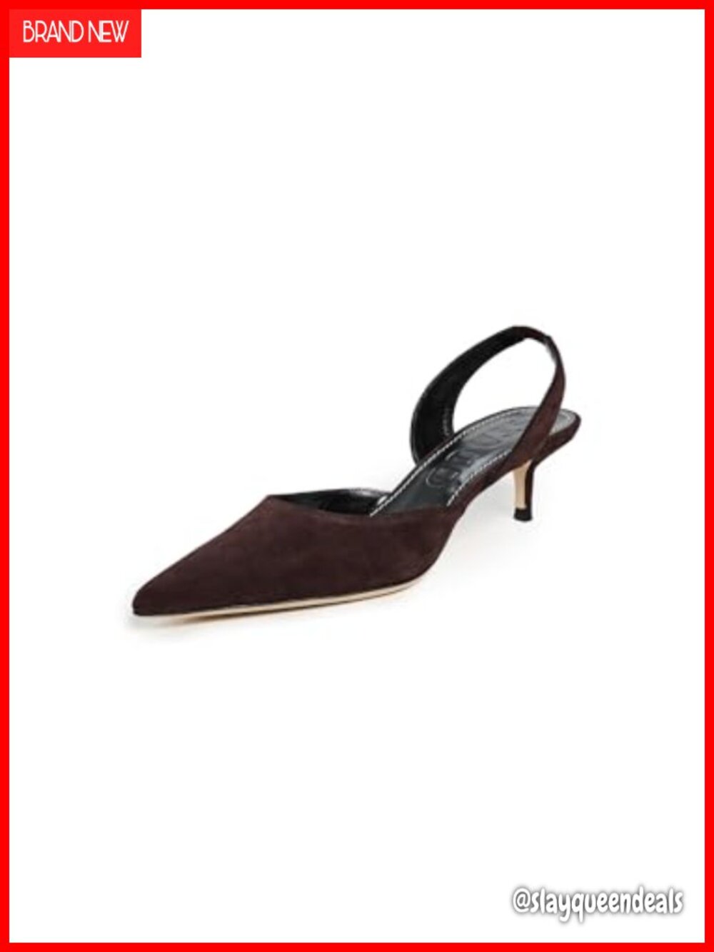 STAUD Sebastian Slingback Kitten Heel Pointed Toe Pumps Calfskin